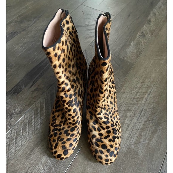 J.Crew Sadie Calf Hair leopard bootie 6.5 NWOB back zipper - Picture 5 of 9